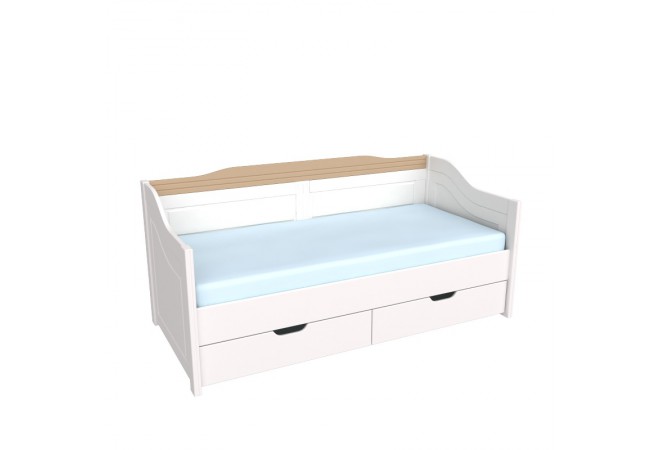 Кровать-диван Бейли с выдвижными ящиками белый воск/антик