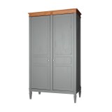 Деревянный шкаф для одежды с ящиками Ольса 02 (серый 7042/антик 24)