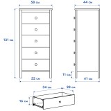 Комод с 5 ящиками КАНТРИ (ХЕМНЭС) белый  - картинка 3