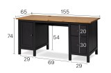 КЫМОР Стол письменный 155х65х74 чёрный/светло-коричневый картинка 