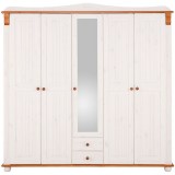 Шкаф 5 дверей с зеркалом из сосны Adele Д.7350-8 (белый воск/черри)