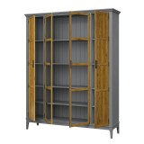 Шкаф книжный Квадро-С 422Ф серый 7042 массив сосны картинка 4