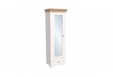 Шкаф 1-дверный с зеркалом Бейли белый воск/браун