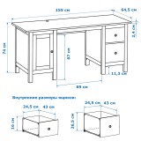 Стол письменный 12 КАНТРИ (ХЕМНЭС) черный лак   - картинка 2