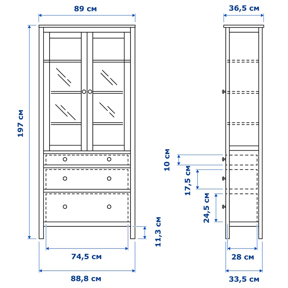 Шкаф витрина хемнэс в интерьере