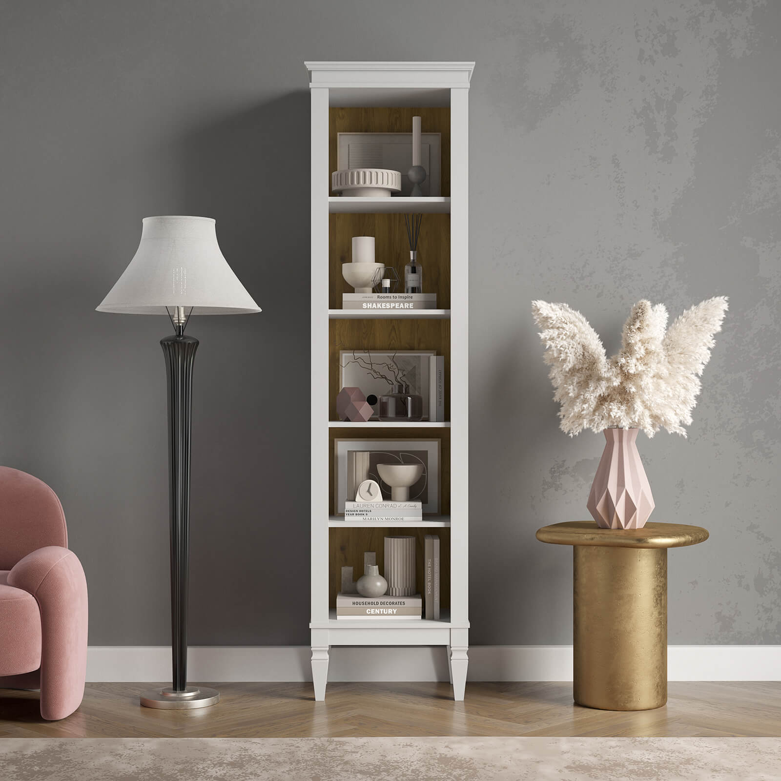 Стеллаж Ольса-С 100 белый лак для гостиной и кабинета Стеллаж Ольса-С 100 белый лак - картинка 1